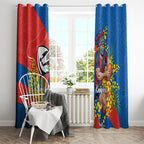 Newcastle Knights Window Curtain Golden Wattle Floral Polynesian - Australian Flower - Rugby Mascot