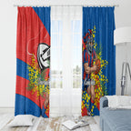 Newcastle Knights Window Curtain Golden Wattle Floral Polynesian - Australian Flower - Rugby Mascot