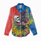 Newcastle Knights Women Casual Shirt Golden Wattle Floral Polynesian - Australian Flower - Rugby Mascot