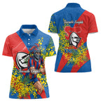 Newcastle Knights Women Polo Shirt Golden Wattle Floral Polynesian - Australian Flower - Rugby Mascot