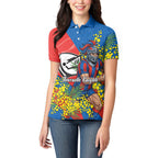 Newcastle Knights Women Polo Shirt Golden Wattle Floral Polynesian - Australian Flower - Rugby Mascot