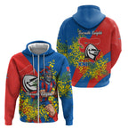 Newcastle Knights Zip Hoodie Golden Wattle Floral Polynesian - Australian Flower - Rugby Mascot