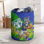 New Zealand Warriors Laundry Basket Golden Wattle Floral Polynesian - Australian Flower - Rugby Mascot