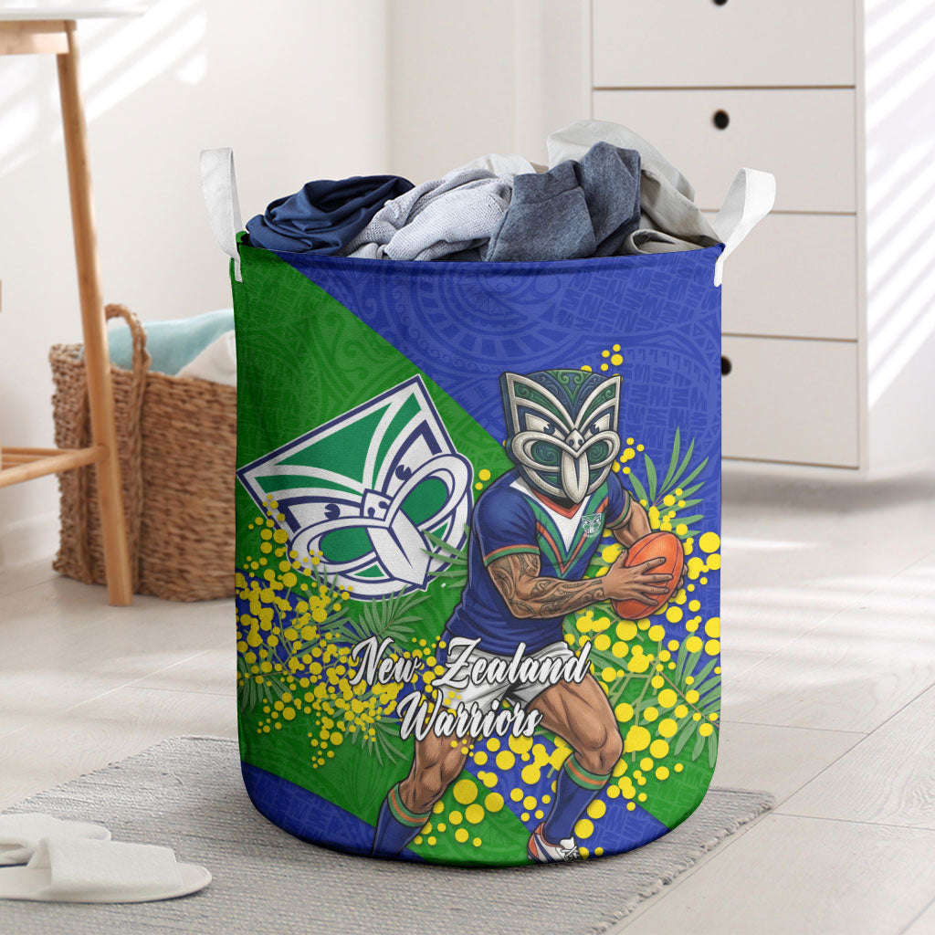 New Zealand Warriors Laundry Basket Golden Wattle Floral Polynesian - Australian Flower - Rugby Mascot