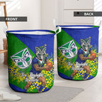 New Zealand Warriors Laundry Basket Golden Wattle Floral Polynesian - Australian Flower - Rugby Mascot