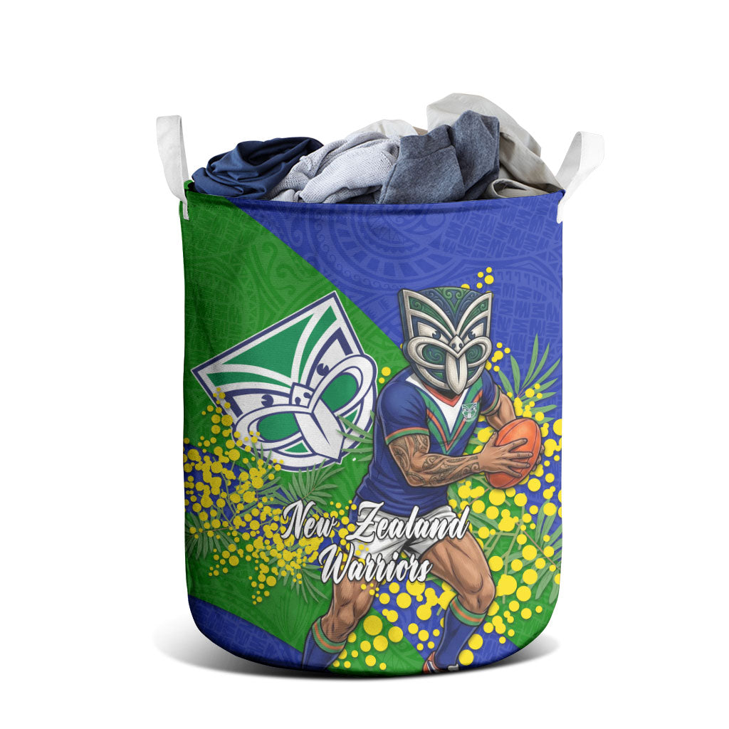New Zealand Warriors Laundry Basket Golden Wattle Floral Polynesian - Australian Flower - Rugby Mascot