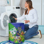 New Zealand Warriors Laundry Basket Golden Wattle Floral Polynesian - Australian Flower - Rugby Mascot