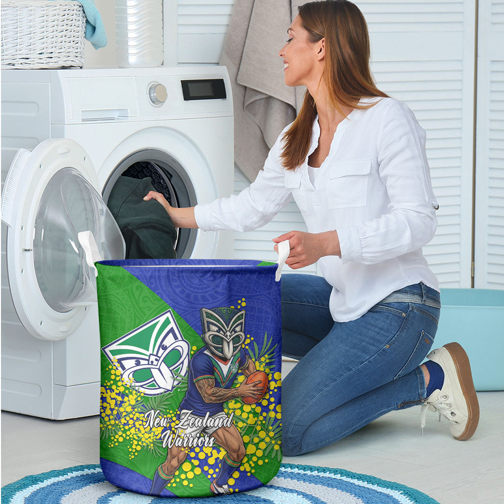 New Zealand Warriors Laundry Basket Golden Wattle Floral Polynesian - Australian Flower - Rugby Mascot