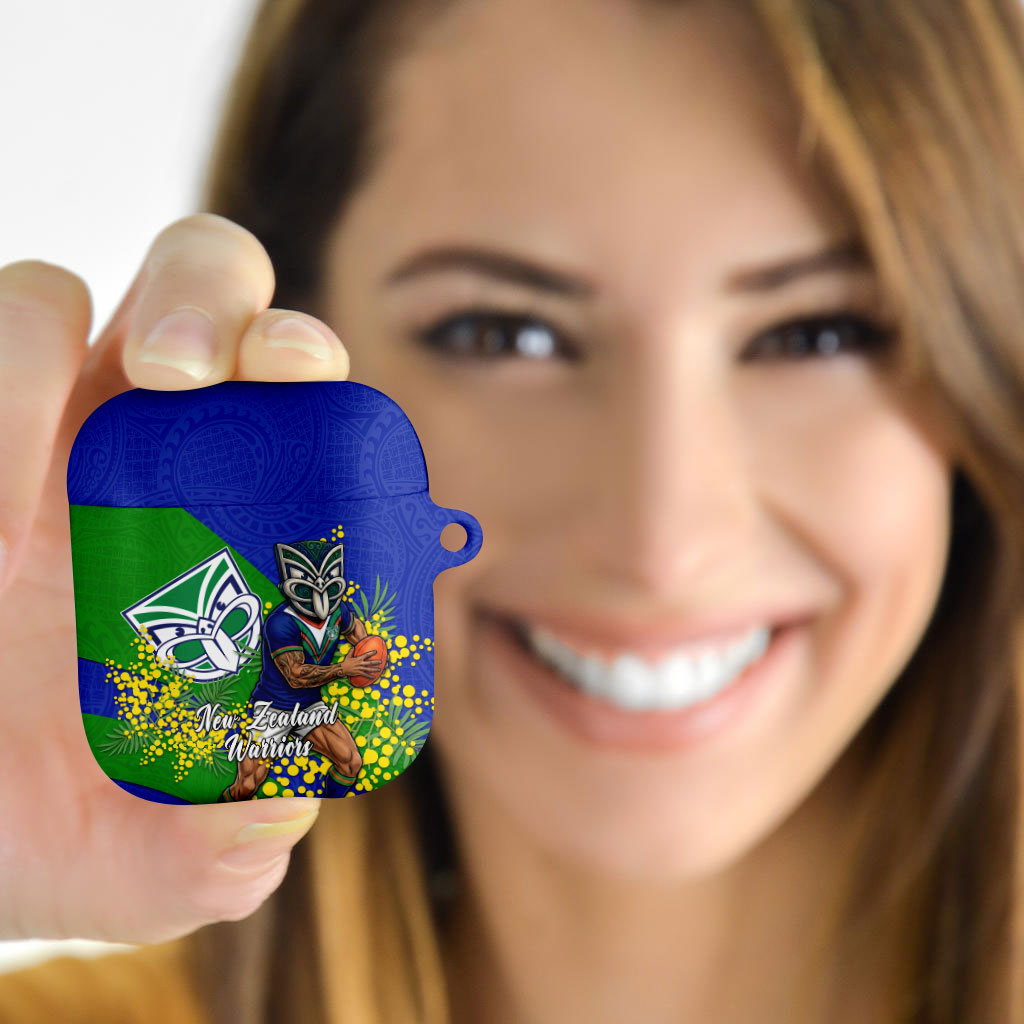 New Zealand Warriors AirPods Case Golden Wattle Floral Polynesian - Australian Flower - Rugby Mascot