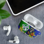 New Zealand Warriors AirPods Case Golden Wattle Floral Polynesian - Australian Flower - Rugby Mascot