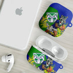 New Zealand Warriors AirPods Case Golden Wattle Floral Polynesian - Australian Flower - Rugby Mascot