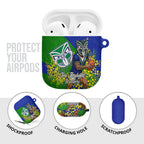 New Zealand Warriors AirPods Case Golden Wattle Floral Polynesian - Australian Flower - Rugby Mascot