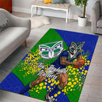 New Zealand Warriors Area Rug Golden Wattle Floral Polynesian - Australian Flower - Rugby Mascot