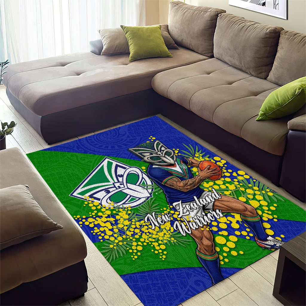 New Zealand Warriors Area Rug Golden Wattle Floral Polynesian - Australian Flower - Rugby Mascot
