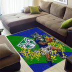 New Zealand Warriors Area Rug Golden Wattle Floral Polynesian - Australian Flower - Rugby Mascot