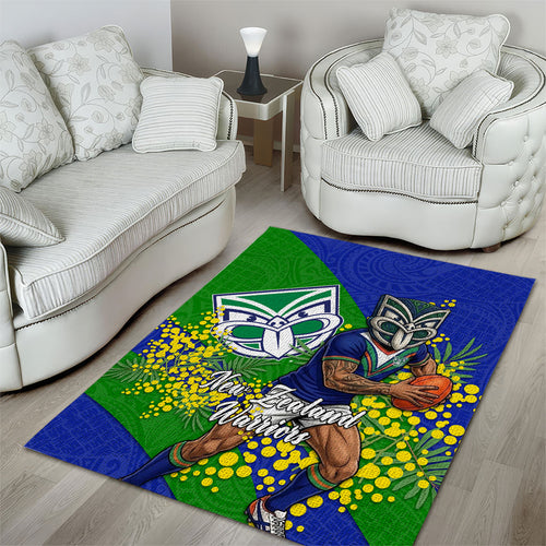 New Zealand Warriors Area Rug Golden Wattle Floral Polynesian - Australian Flower - Rugby Mascot