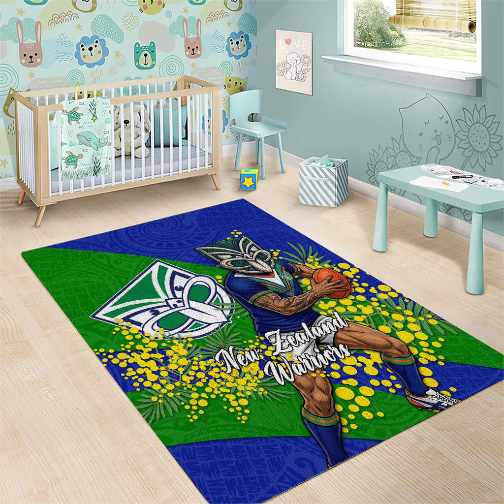 New Zealand Warriors Area Rug Golden Wattle Floral Polynesian - Australian Flower - Rugby Mascot