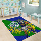 New Zealand Warriors Area Rug Golden Wattle Floral Polynesian - Australian Flower - Rugby Mascot