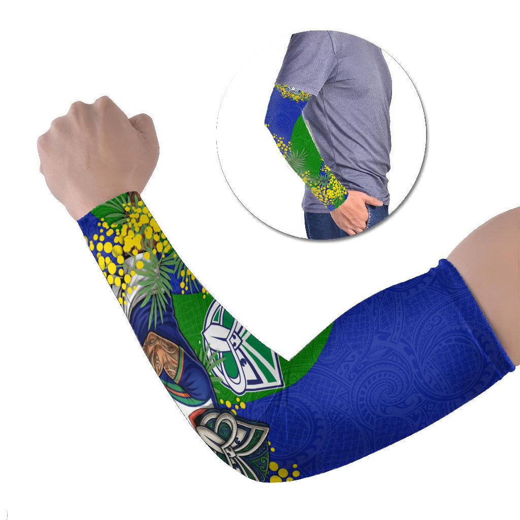 New Zealand Warriors Arm Sleeves Golden Wattle Floral Polynesian - Australian Flower - Rugby Mascot