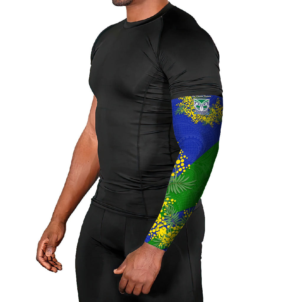 New Zealand Warriors Arm Sleeves Golden Wattle Floral Polynesian - Australian Flower - Rugby Mascot
