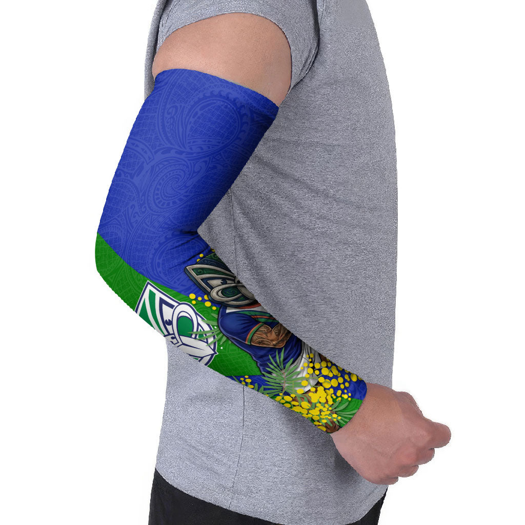New Zealand Warriors Arm Sleeves Golden Wattle Floral Polynesian - Australian Flower - Rugby Mascot