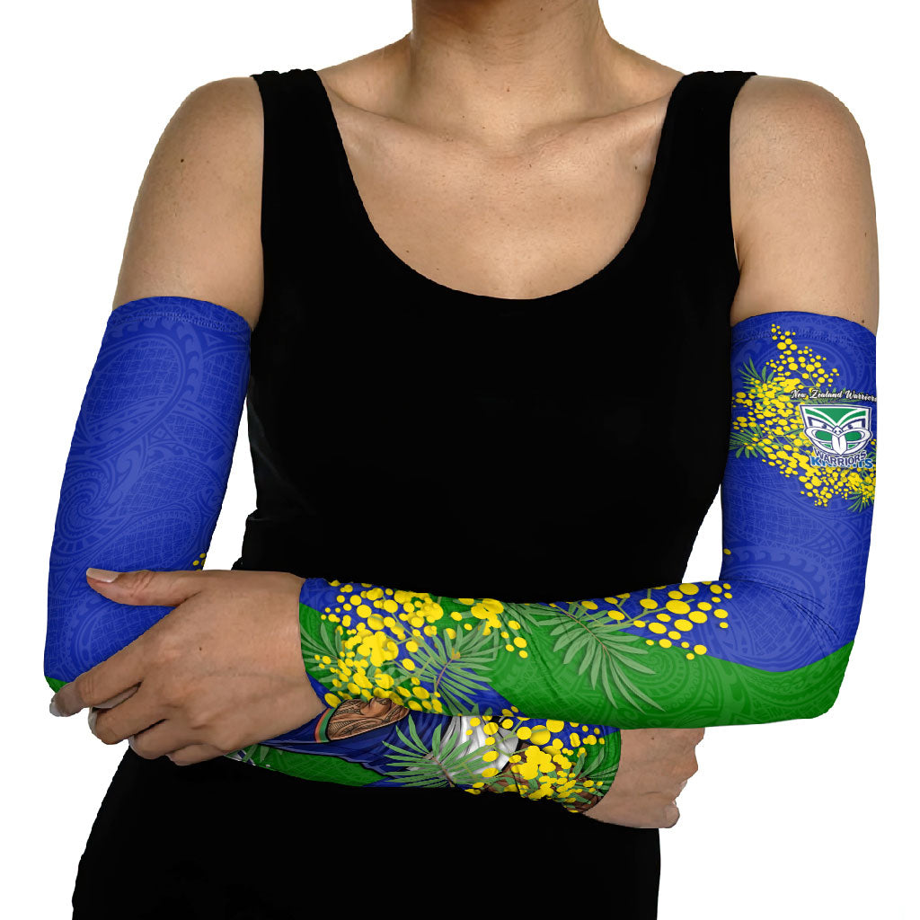 New Zealand Warriors Arm Sleeves Golden Wattle Floral Polynesian - Australian Flower - Rugby Mascot