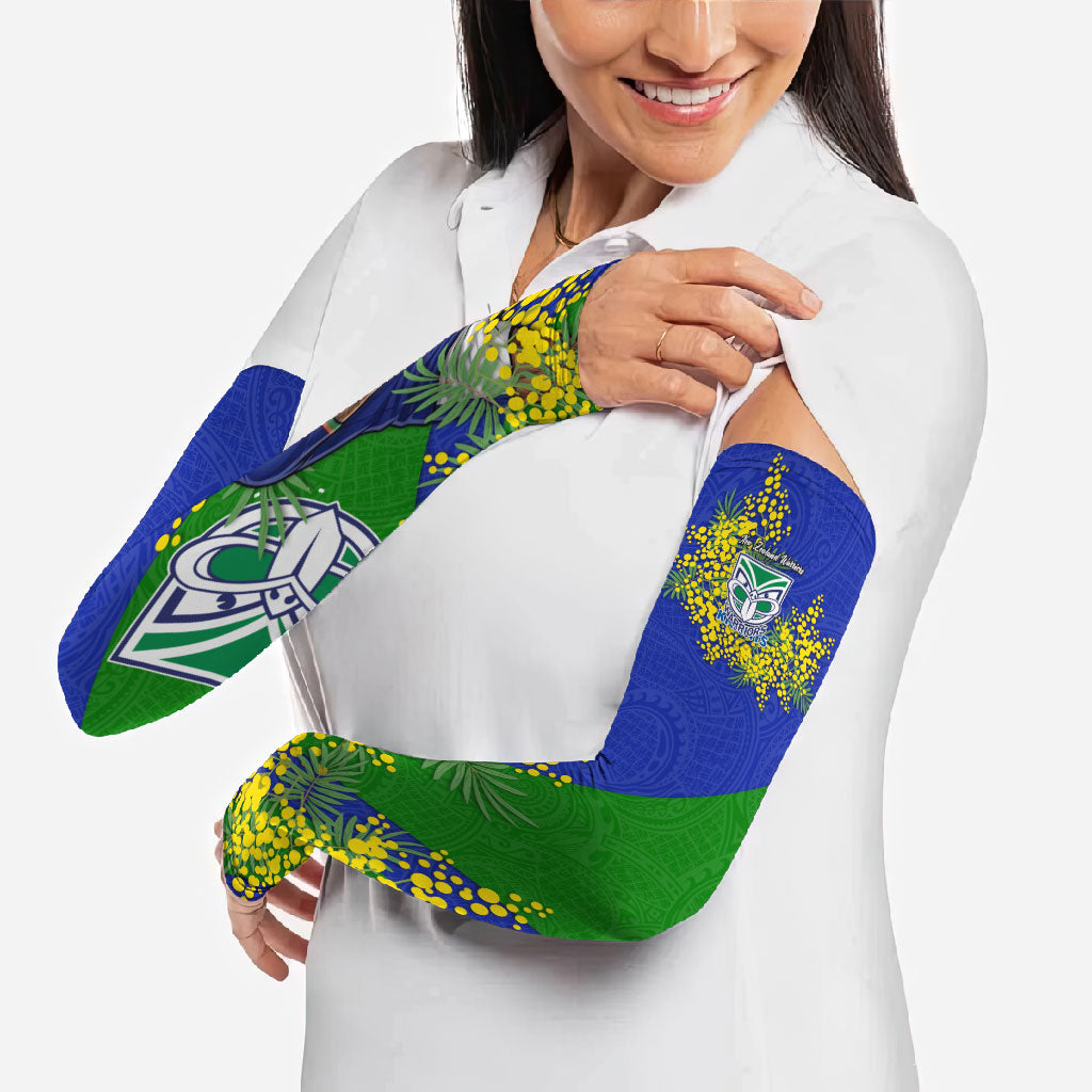 New Zealand Warriors Arm Sleeves Golden Wattle Floral Polynesian - Australian Flower - Rugby Mascot