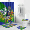 New Zealand Warriors Bathroom Set Golden Wattle Floral Polynesian - Australian Flower - Rugby Mascot