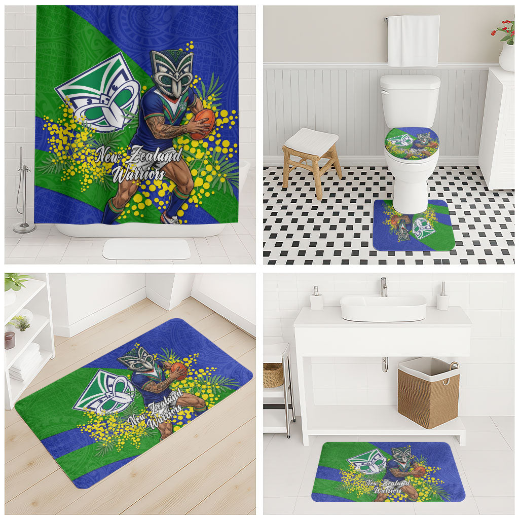 New Zealand Warriors Bathroom Set Golden Wattle Floral Polynesian - Australian Flower - Rugby Mascot