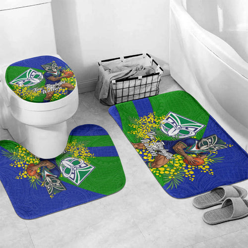 New Zealand Warriors Bathroom Set Golden Wattle Floral Polynesian - Australian Flower - Rugby Mascot