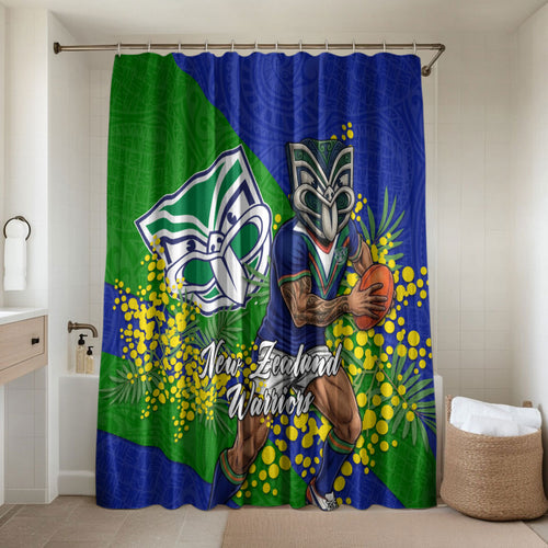 New Zealand Warriors Bathroom Set Golden Wattle Floral Polynesian - Australian Flower - Rugby Mascot