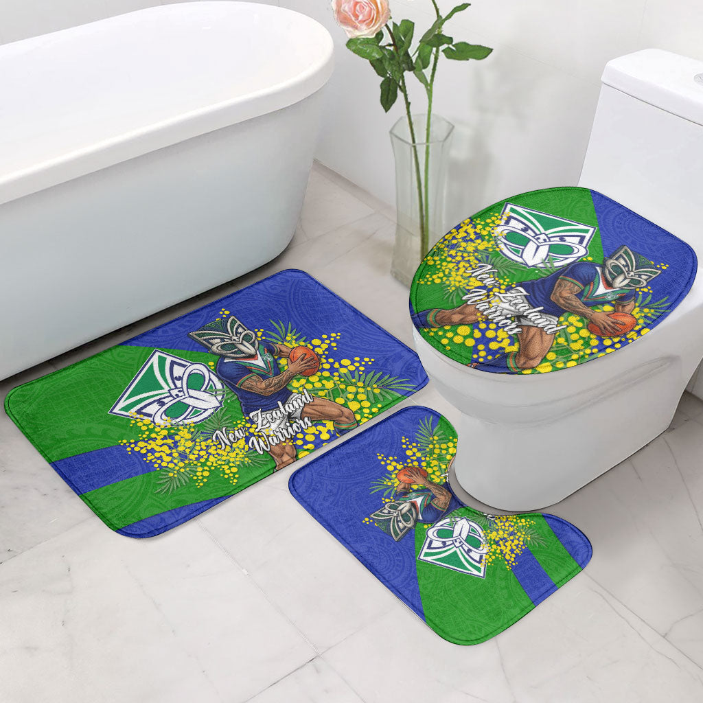 New Zealand Warriors Bathroom Set Golden Wattle Floral Polynesian - Australian Flower - Rugby Mascot