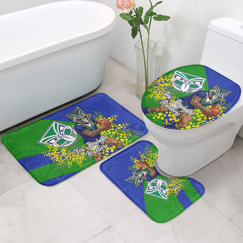 New Zealand Warriors Bathroom Set Golden Wattle Floral Polynesian - Australian Flower - Rugby Mascot