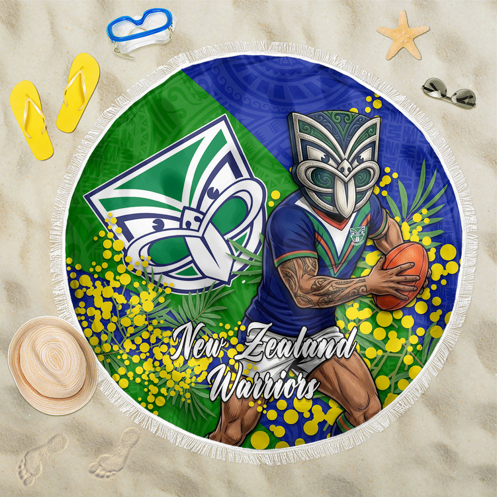 New Zealand Warriors Beach Blanket Golden Wattle Floral Polynesian - Australian Flower - Rugby Mascot