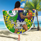 New Zealand Warriors Beach Blanket Golden Wattle Floral Polynesian - Australian Flower - Rugby Mascot