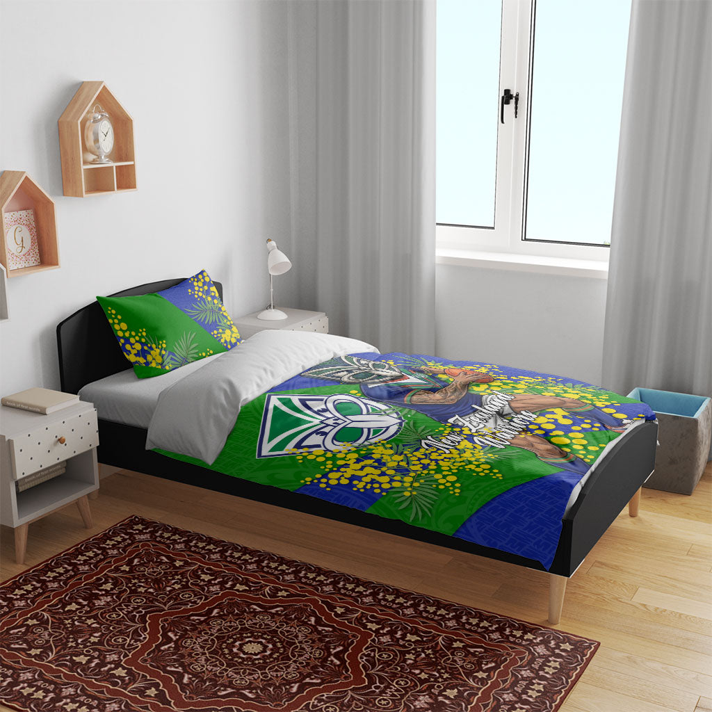 New Zealand Warriors Bedding Set Golden Wattle Floral Polynesian - Australian Flower - Rugby Mascot