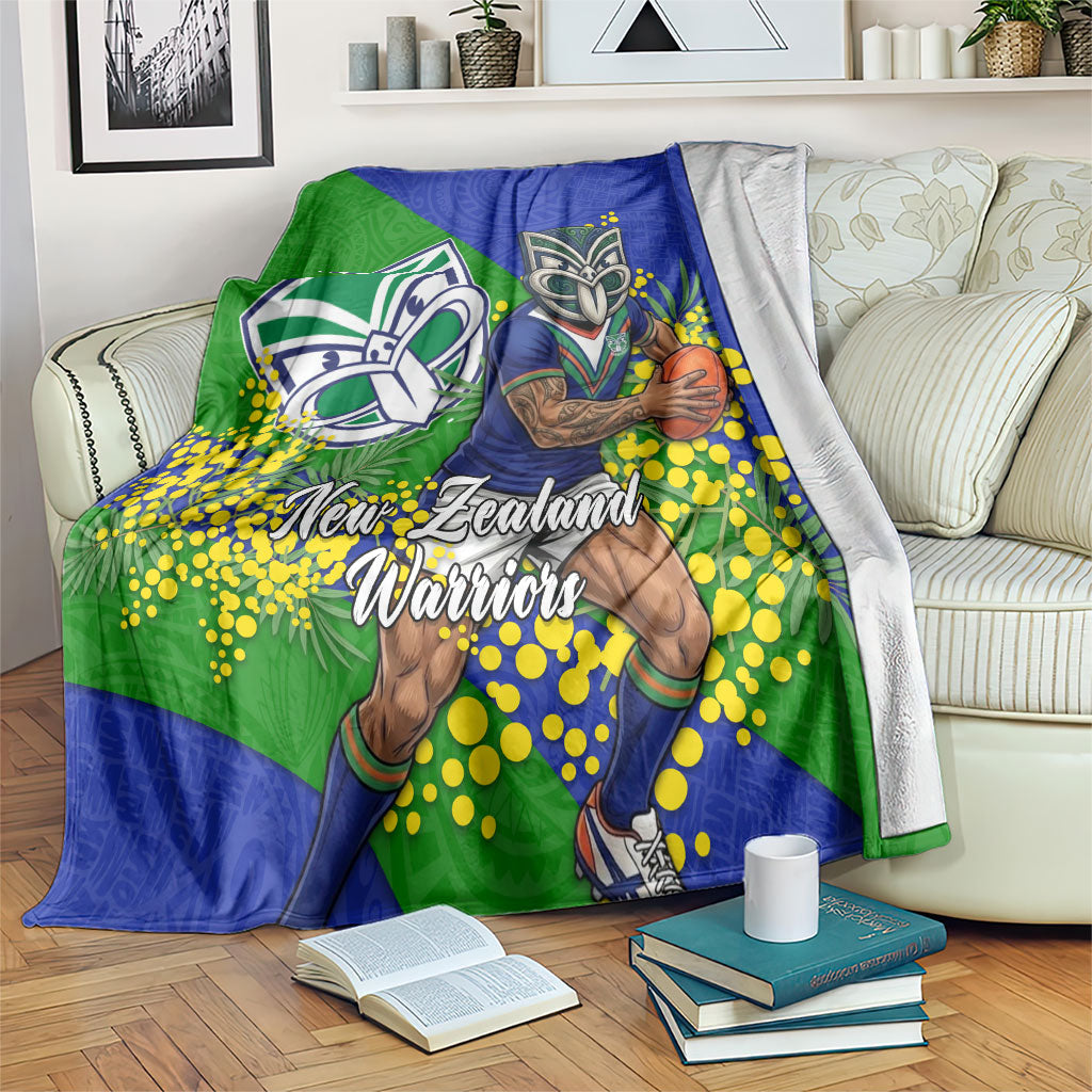 New Zealand Warriors Blanket Golden Wattle Floral Polynesian - Australian Flower - Rugby Mascot