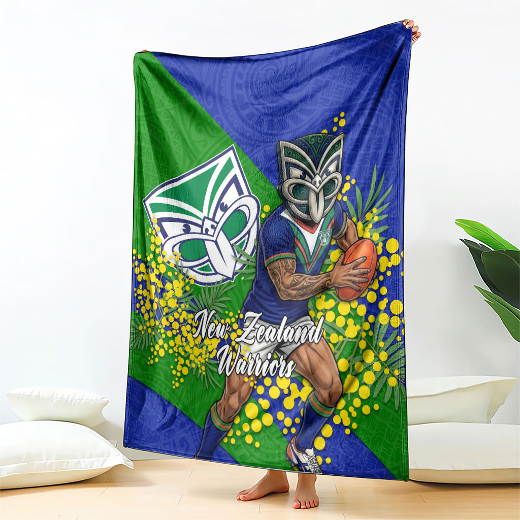 New Zealand Warriors Blanket Golden Wattle Floral Polynesian - Australian Flower - Rugby Mascot