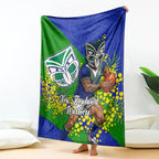 New Zealand Warriors Blanket Golden Wattle Floral Polynesian - Australian Flower - Rugby Mascot