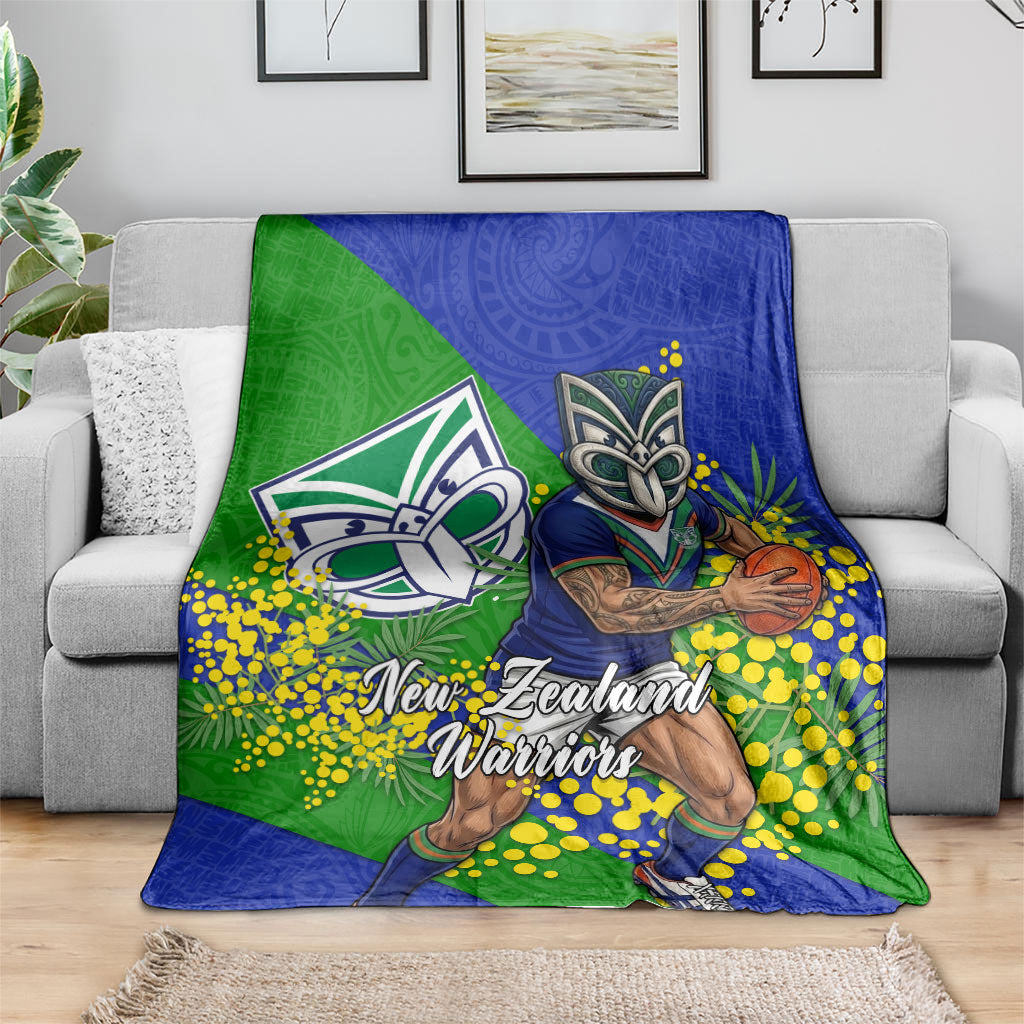 New Zealand Warriors Blanket Golden Wattle Floral Polynesian - Australian Flower - Rugby Mascot