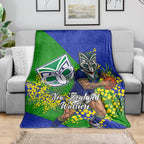 New Zealand Warriors Blanket Golden Wattle Floral Polynesian - Australian Flower - Rugby Mascot