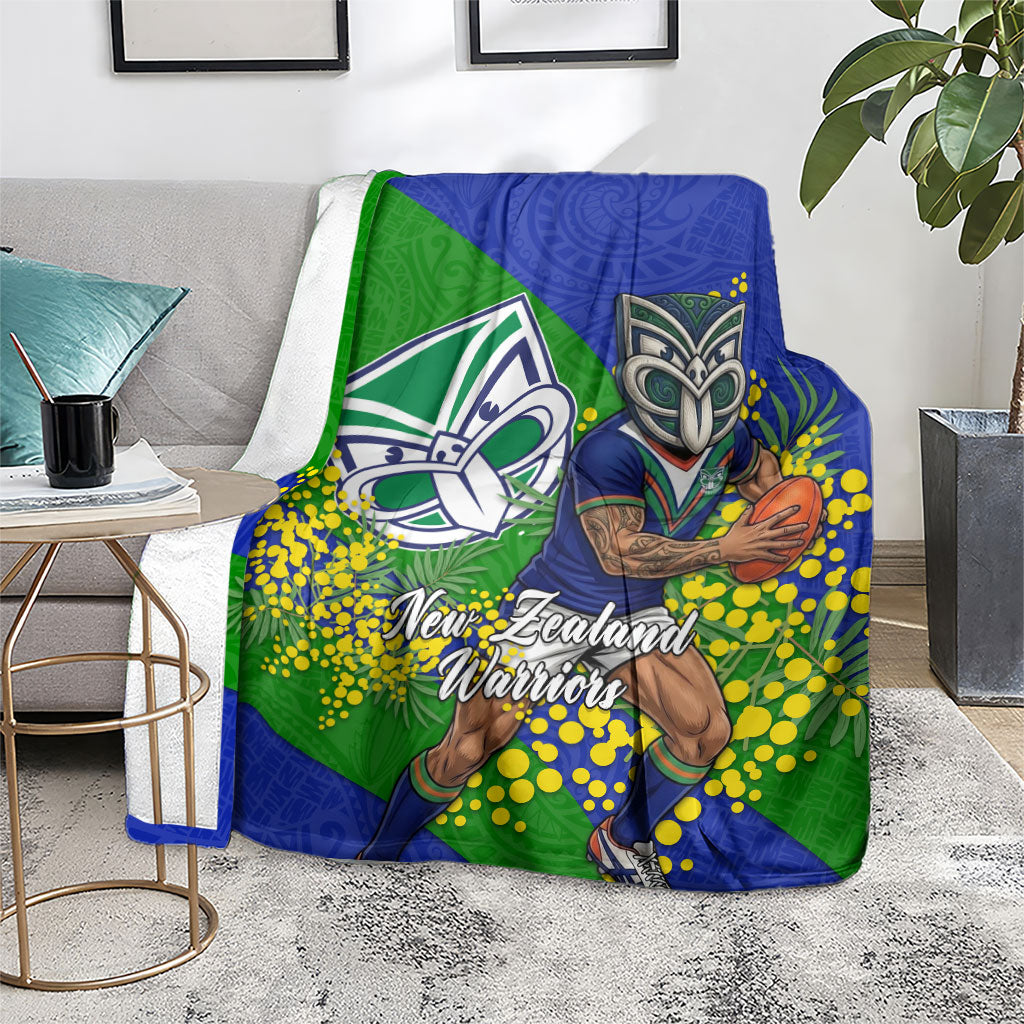New Zealand Warriors Blanket Golden Wattle Floral Polynesian - Australian Flower - Rugby Mascot