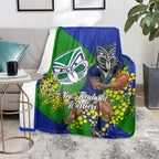 New Zealand Warriors Blanket Golden Wattle Floral Polynesian - Australian Flower - Rugby Mascot