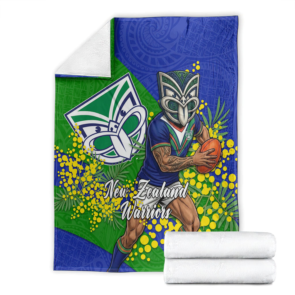 New Zealand Warriors Blanket Golden Wattle Floral Polynesian - Australian Flower - Rugby Mascot