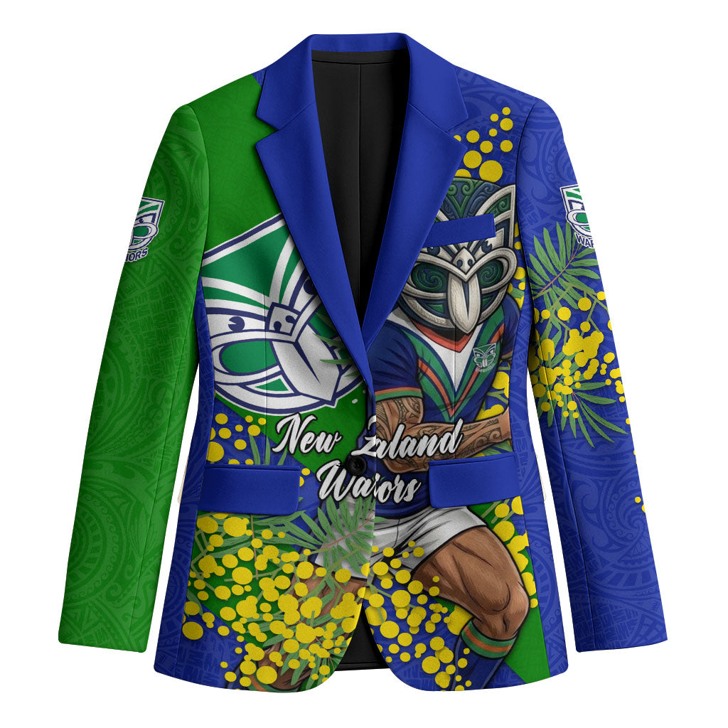 New Zealand Warriors Blazer Golden Wattle Floral Polynesian - Australian Flower - Rugby Mascot