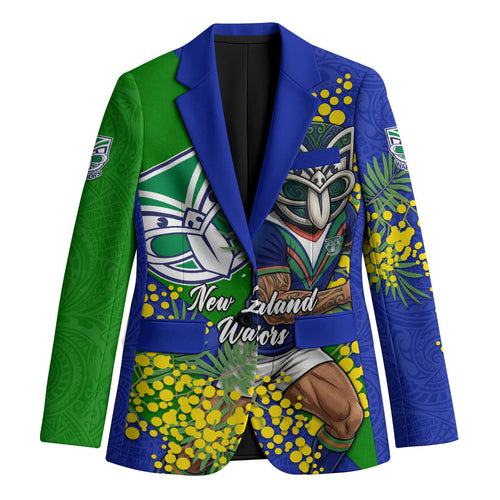 New Zealand Warriors Blazer Golden Wattle Floral Polynesian - Australian Flower - Rugby Mascot