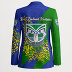 New Zealand Warriors Blazer Golden Wattle Floral Polynesian - Australian Flower - Rugby Mascot