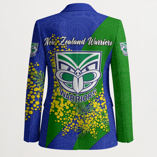 New Zealand Warriors Blazer Golden Wattle Floral Polynesian - Australian Flower - Rugby Mascot
