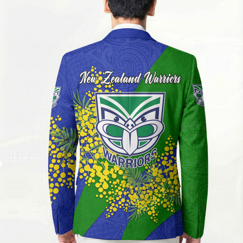 New Zealand Warriors Blazer Golden Wattle Floral Polynesian - Australian Flower - Rugby Mascot