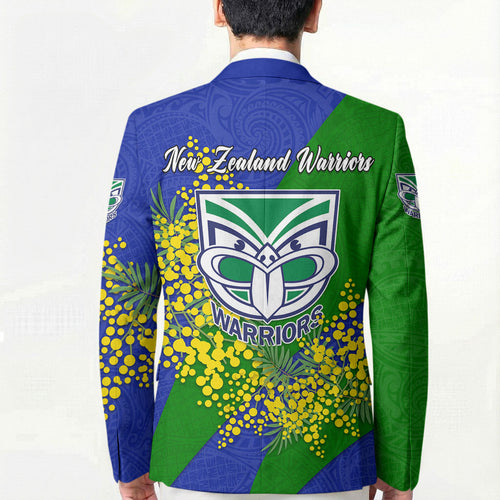 New Zealand Warriors Blazer Golden Wattle Floral Polynesian - Australian Flower - Rugby Mascot